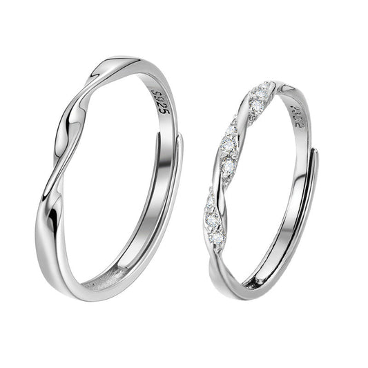 Women's & Men's Mobius Strip Couple Pair Sterling Sier Rings