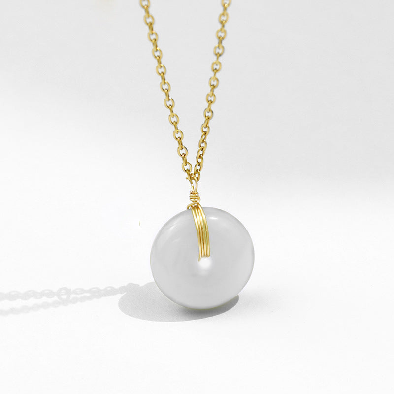 Women's Luxury Minority Jade Ornament Longevity Lock Necklaces