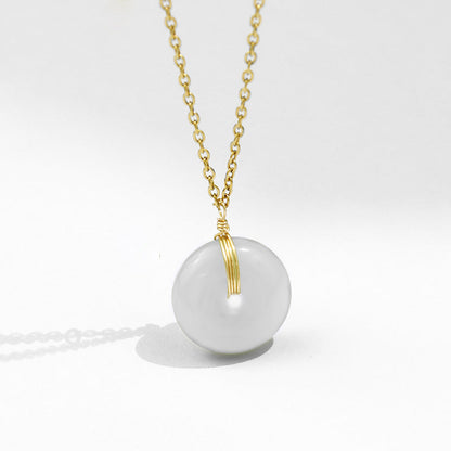 Women's Luxury Minority Jade Ornament Longevity Lock Necklaces