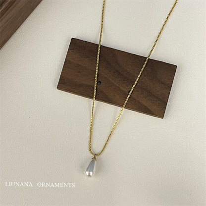 Women's Cold Style Water Drop Pendant Temperament Wild Niche Gold Necklaces