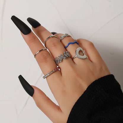 Yang Suit Geometric Rhinestone Pearl Dripping Rings