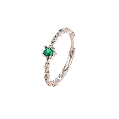 Trendy Retro Grandmother Green Rhinestone Female Rings