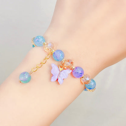 Children's Glaze Beaded Princess Cartoon Crystal Flowers Bracelets