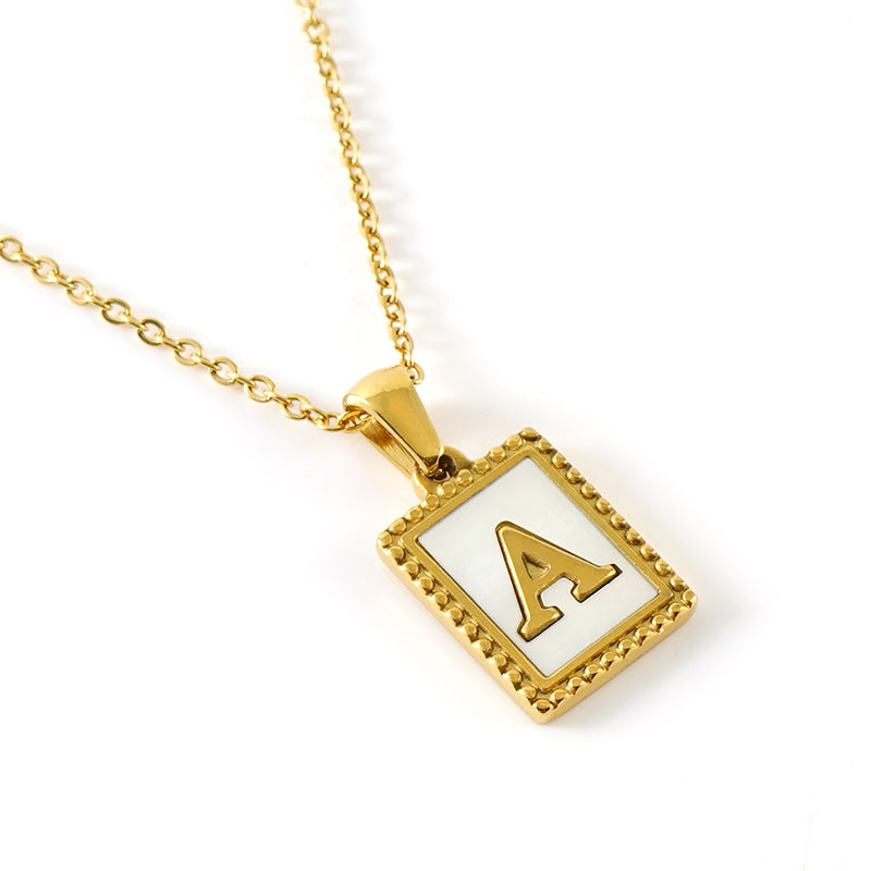 Gold Stainless Steel Shell Letter Female Titanium Pendant Necklaces