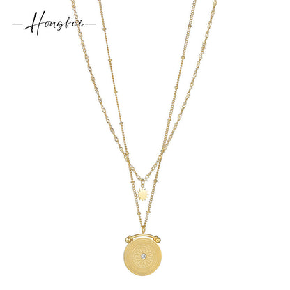 Women's Steel Mango Diamond Round For Design Twin Necklaces