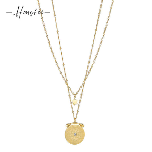 Women's Steel Mango Diamond Round For Design Twin Necklaces