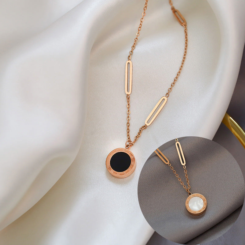 Women's Roman Black And White Double-sided Design Necklaces