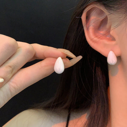 Sier Needle Fresh Dripping Oil Water Earrings