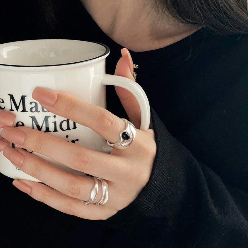 Niche Twin Handsome Fried Street Simple Personality Rings