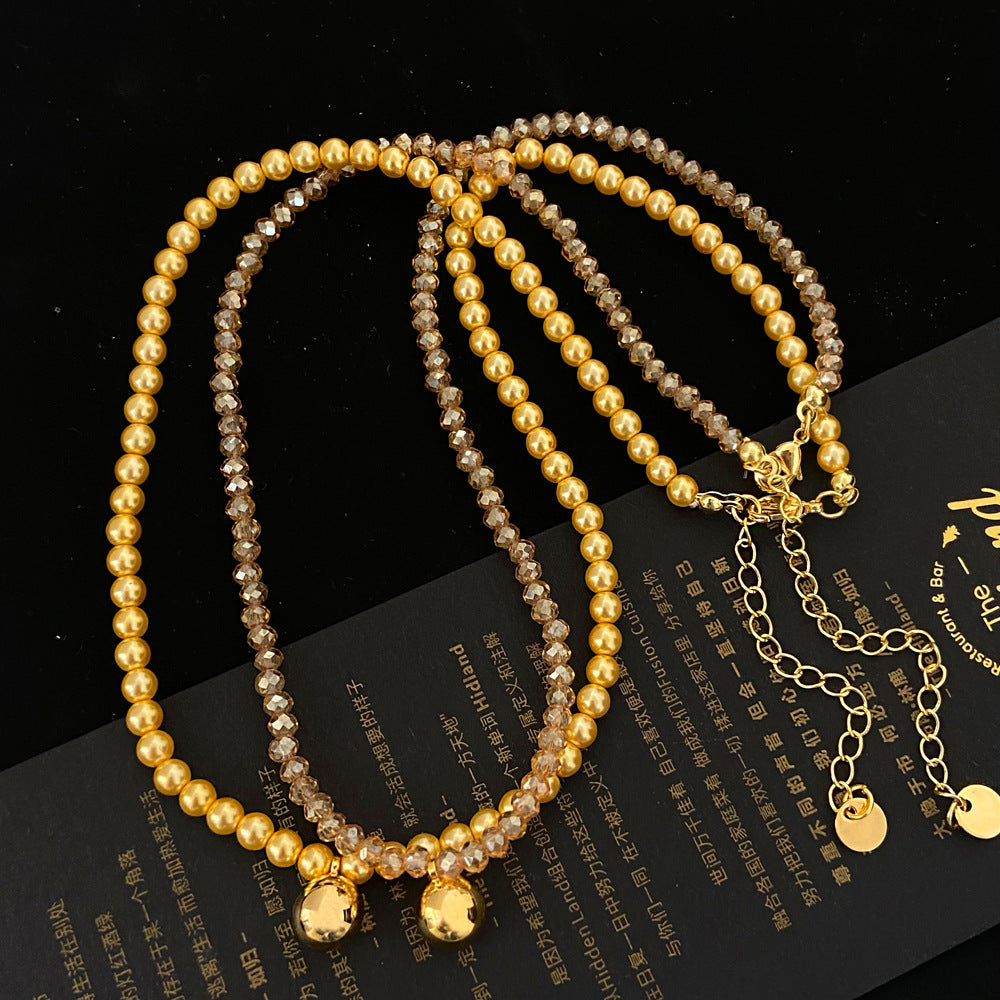 Women's & Men's Protection Glass Pearl Hip Hop Niche Crystal Necklaces