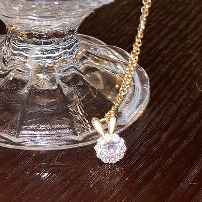 Rotatable Rabbit Light Luxury Minority Sparkling Necklaces