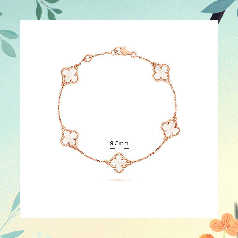 Red Agate Clover Female Pork Belly White Shell Bracelets