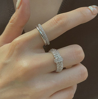 Women's French Vintage Zircon Metal Suit Niche Personality Rings