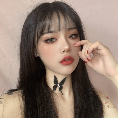 Women's White Invisible Fishing Line Butterfly Short Clavicle Necklaces