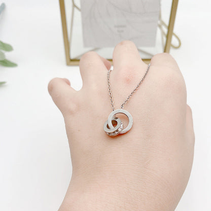 Women's Digital Double Rose Gold Titanium Steel Necklaces