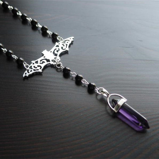 Fashion Simple Jewelry Moon Hexagon Prism Bat Necklaces