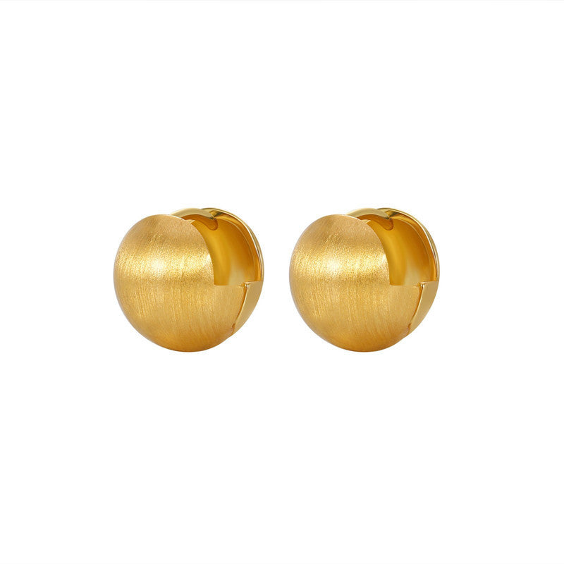 Women's Graceful Personality Brushed Ball Ear Clip Rings