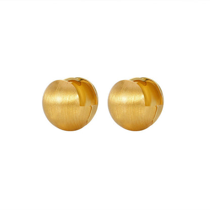 Women's Graceful Personality Brushed Ball Ear Clip Rings