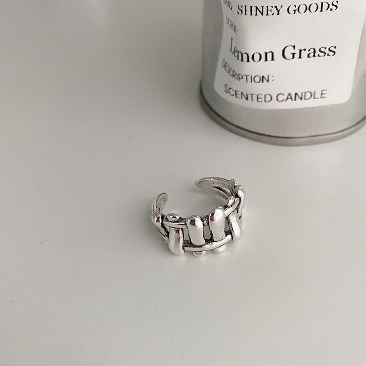 Women's Retro Distressed Geometric Open Trendy Niche Rings