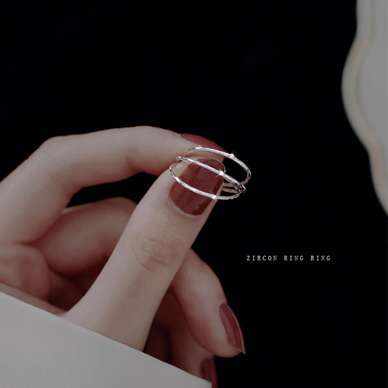 Sier Mini Zircon Simple Rhinestone Fashion Rings