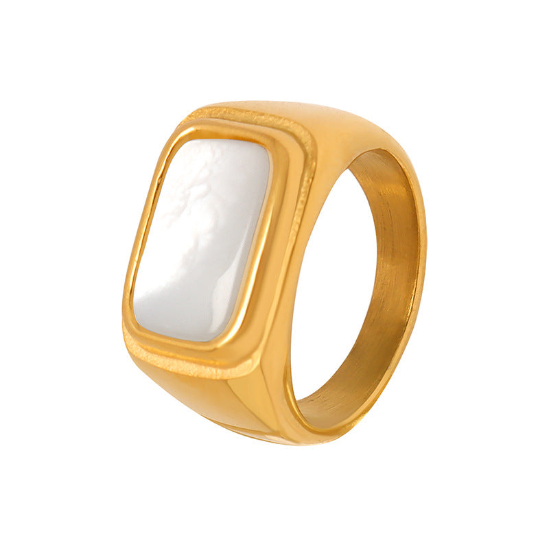 Style Inlaid White Sea Shell Female Titanium Rings