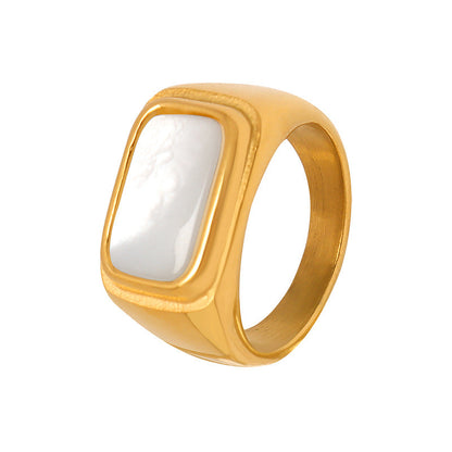 Style Inlaid White Sea Shell Female Titanium Rings