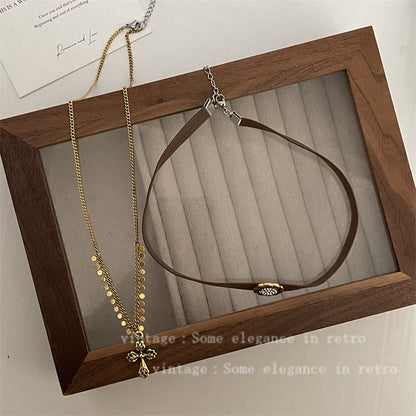 Leather Retro Textured Collar Stacked Gu Necklaces