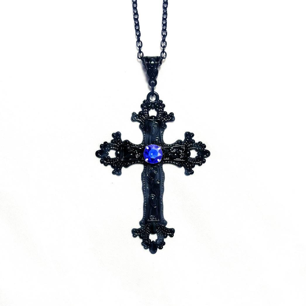 Black Cross Diamond Gothic Punk Aesthetic Necklaces