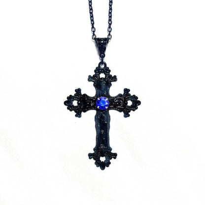 Black Cross Diamond Gothic Punk Aesthetic Necklaces