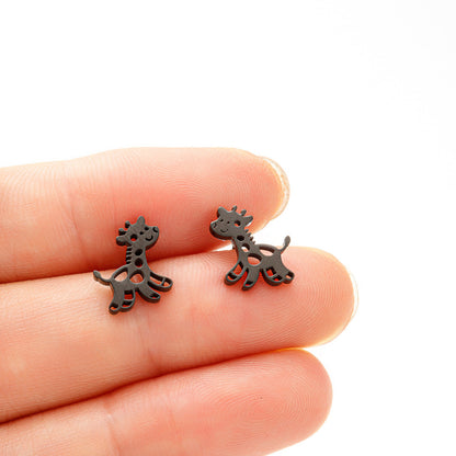 Stainless Steel Cartoon Small Animal Dinosaur Unicorn Earrings