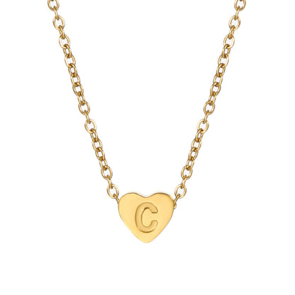 Gold Stainless Steel Heart-shaped Letter Female Titanium Necklaces