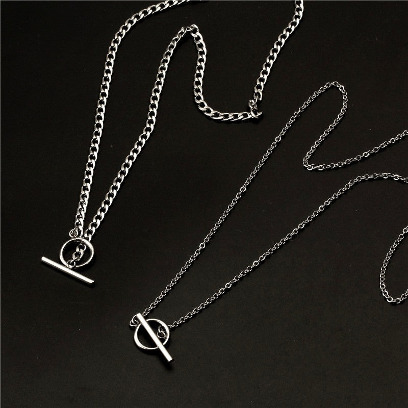 Women's & Men's Hip Hop Trendy And Double Layered Buckle Long Necklaces