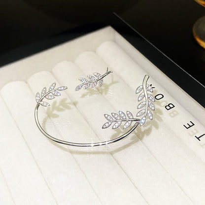 Women's Willow Leaf Ear Hanging Clip Integrated Earrings