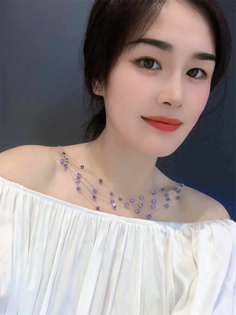 Starry Rose Zircon Fashion Wedding Tassel Necklaces