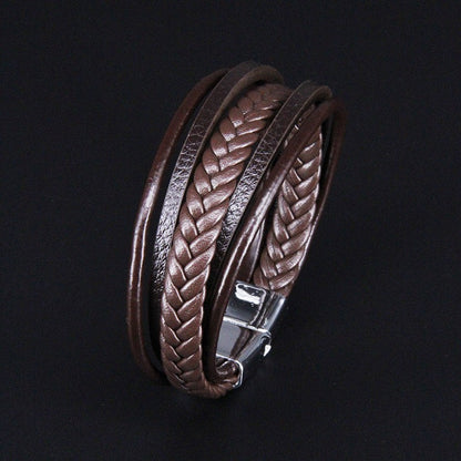 Men's Hand Weaving Jewelry Leather Rope Magnetic Bracelets