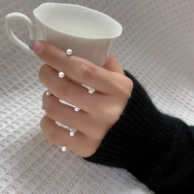 Pearl Adjustable Personality Jack Purcell U-shaped Rings