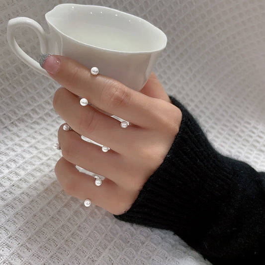 Pearl Adjustable Personality Jack Purcell U-shaped Rings