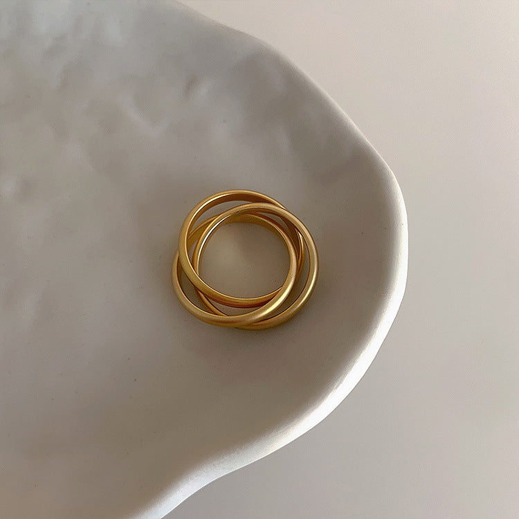 Women's Matte Metal For Niche Design Retro Rings