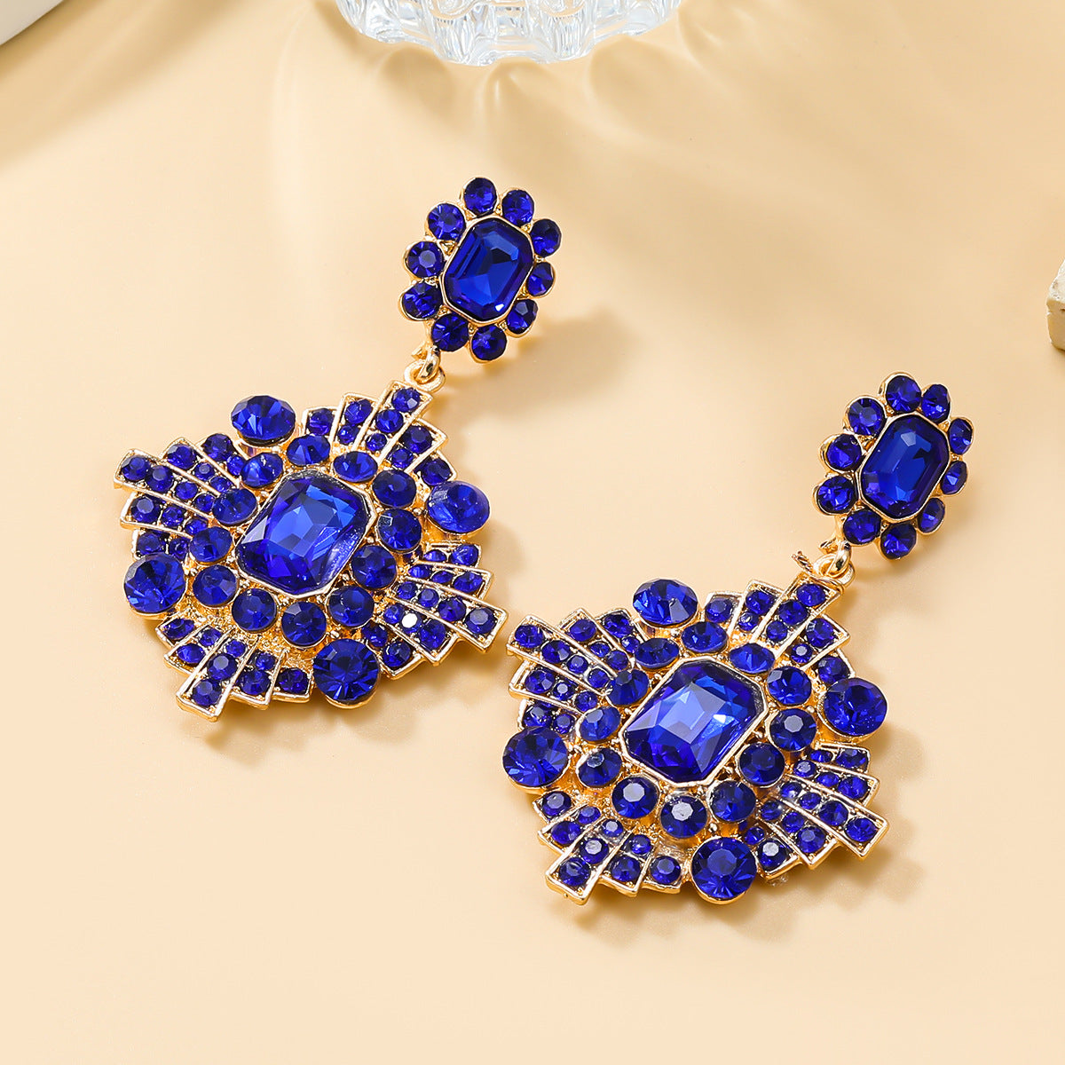 Women's Trendy Colorful Crystals Exaggerated Geometric Full Earrings