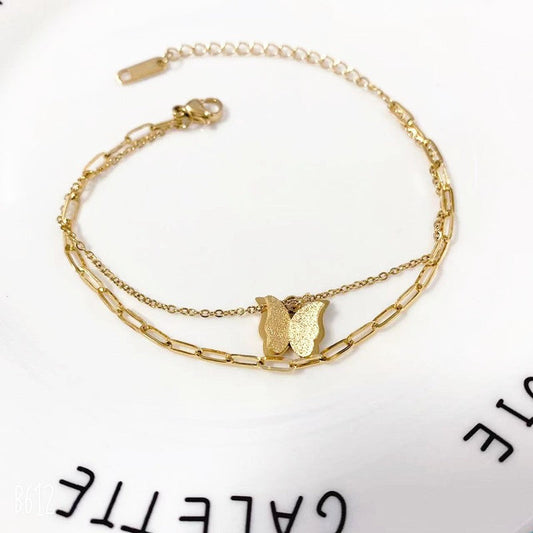 Women's Sweet Fashion Simple Hand Jewelry Rose Gold Titanium Bracelets