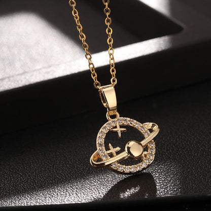 Planet Copper Micro Inlay Color Zircon Necklaces
