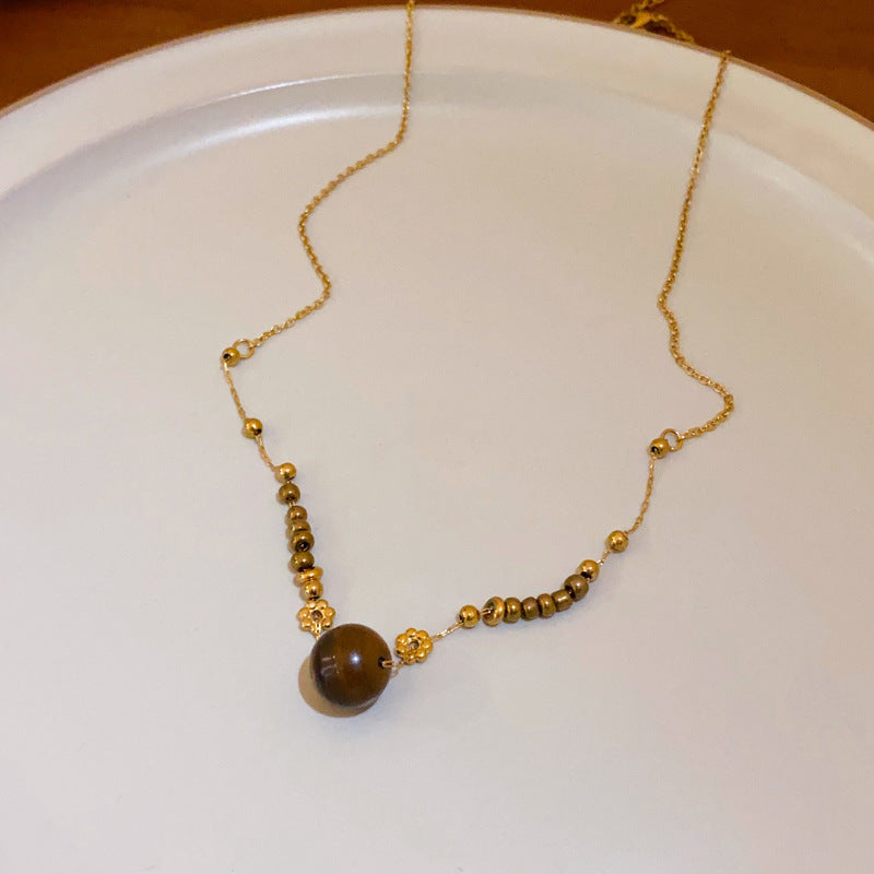 Women's Series Tigereye Butterfly Chinese Retro Beaded Sweater Necklaces