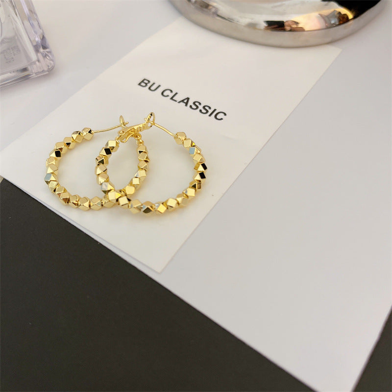 Simple Geometric Diamond Broken Sliver Beads Earrings