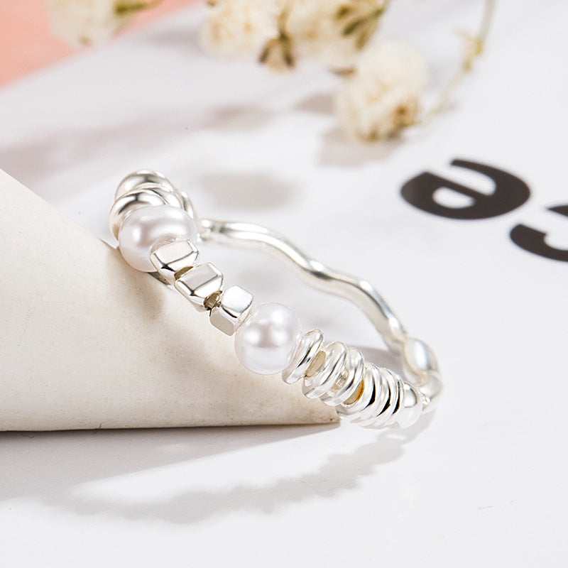 Small Pieces Of Sier Pearl Female Light Luxury And Rings