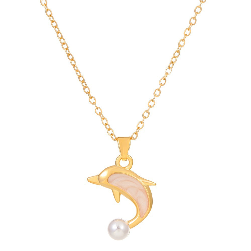 Women's Dolphin Affordable Luxury Fashion Pearl Love Necklaces