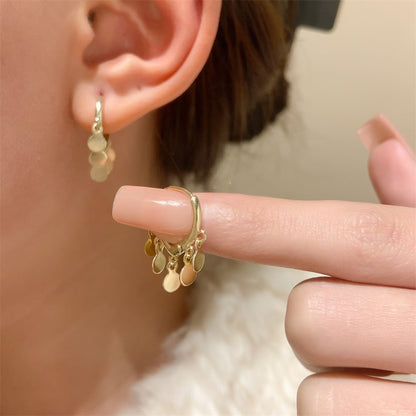 Women's Disc Tassel Fashion Temperamental Minority Design Water Earrings