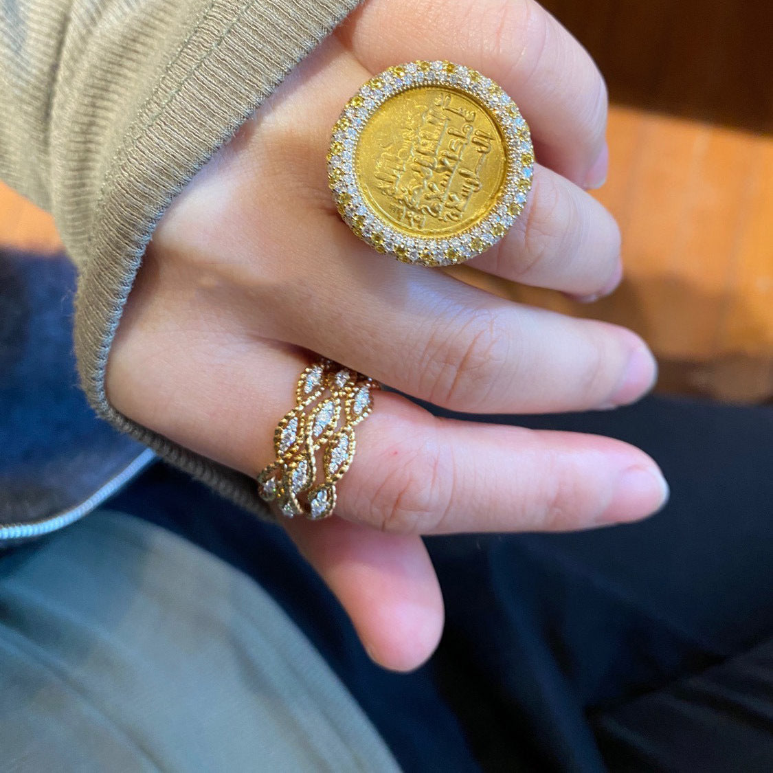 Carved Gold Vintage Court Style Hollow Pattern Rings