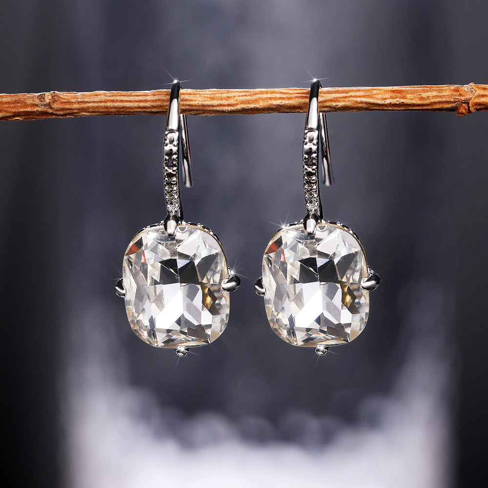 Shi Elegant Square Zircon Female Lady Earrings