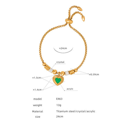 Women's Titanium Steel Gold-plated Pendant Retro Heart-shaped Bracelets