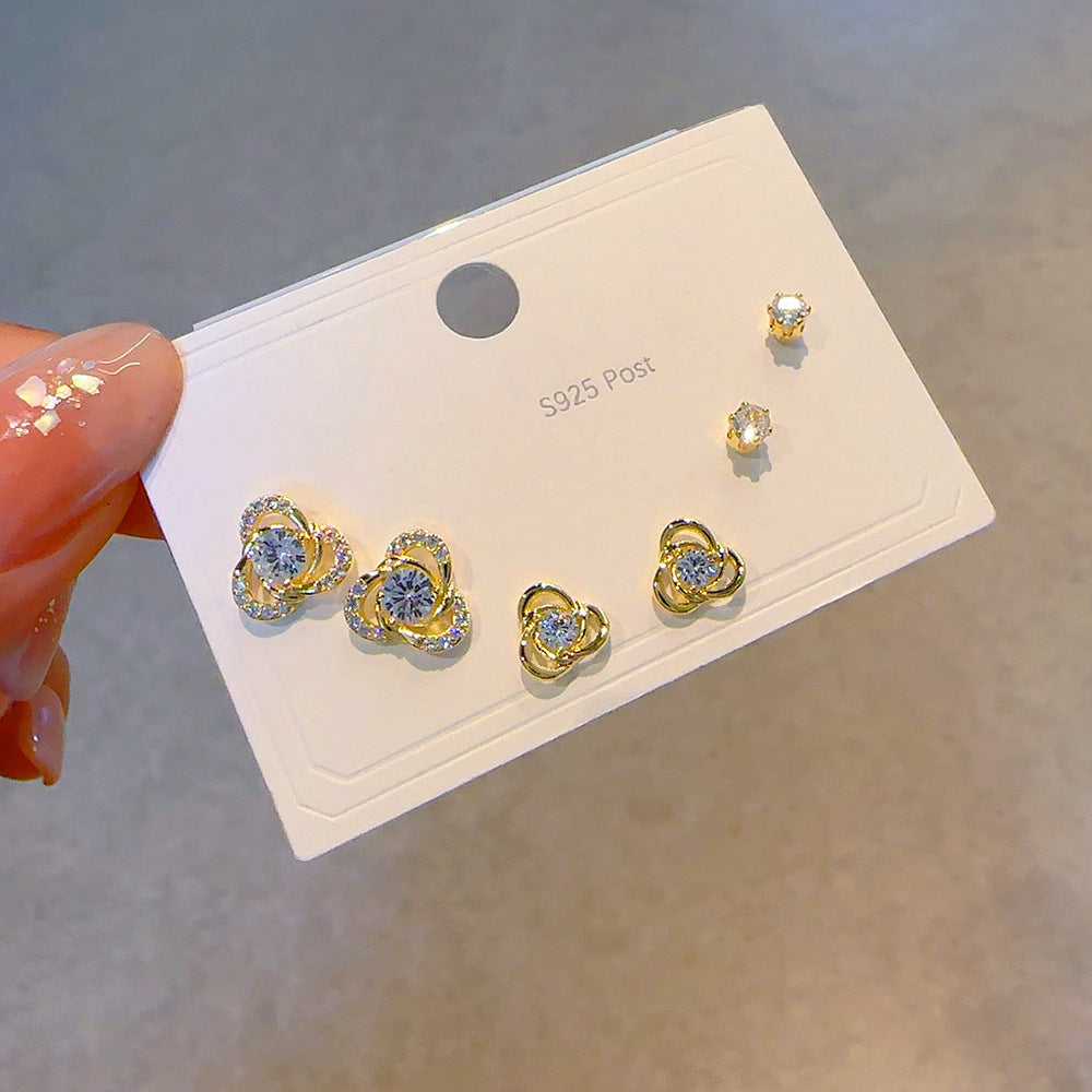 Women's Needle One Card Three Creative Matching Earrings